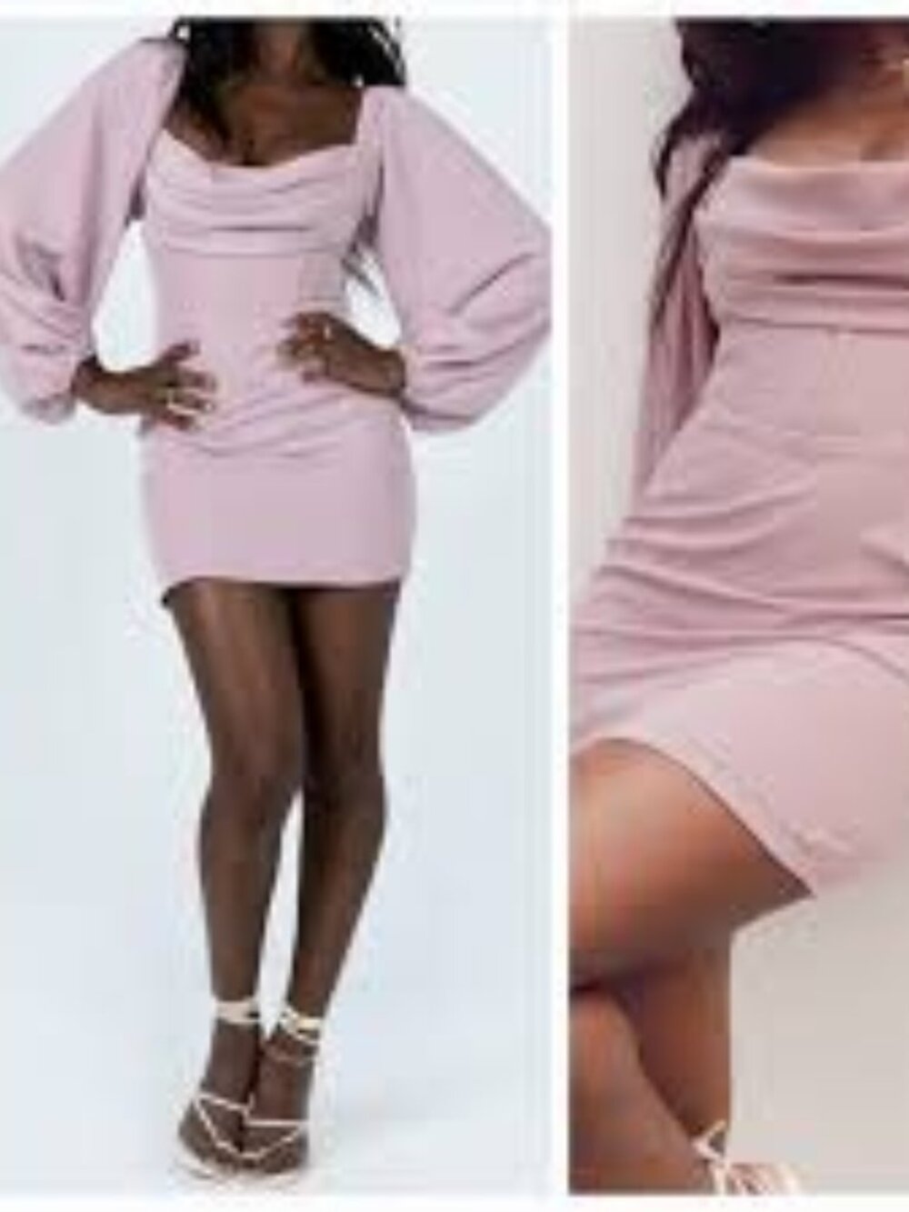 Princess Polly Lillie Long Sleeve Mini Dress Dusty Pink